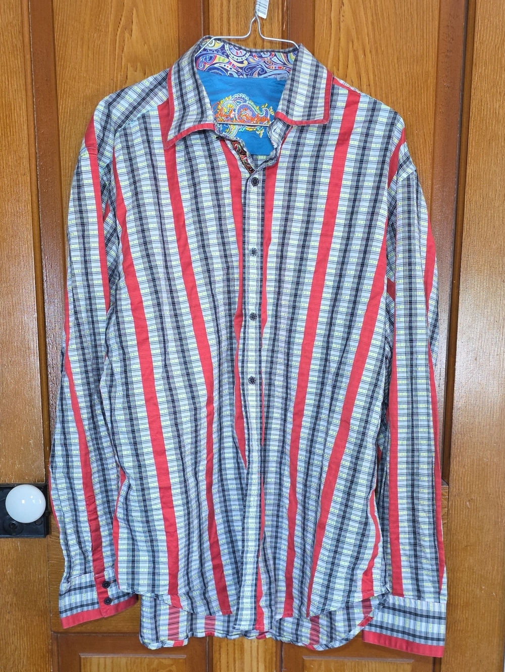 Robert Graham Red, Blue & White Striped Button-Down Shirt